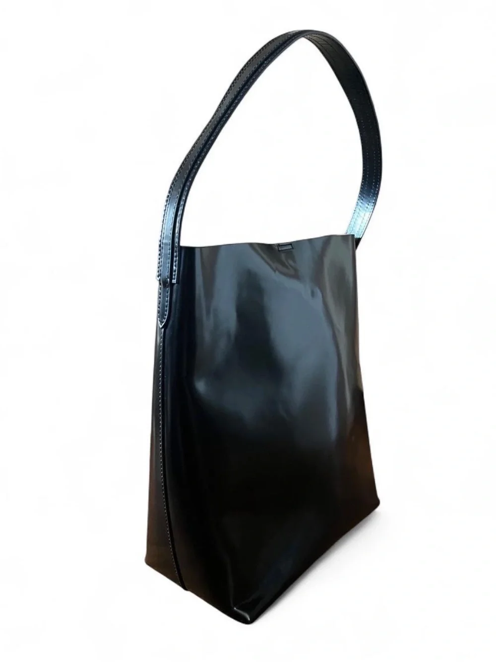 JCrew Edie Bucket Bag in Italian Leather Black Gold $268 MSRP Style CB969